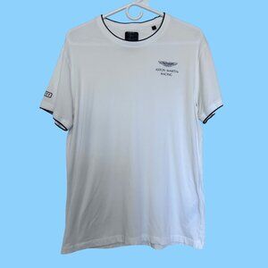 Hackett Aston Martin Racing T-Shirt Mens Size Large White Cotton Logo